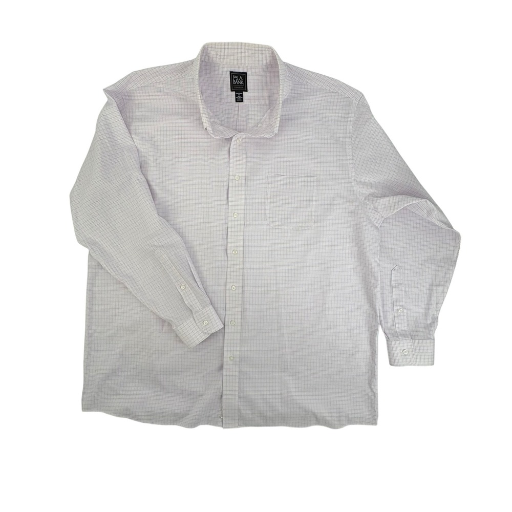 JOS A BANK‎ TRAVELER Mens Trad Fit Long Sleeve Dress Shirt Pink Blue Check XL